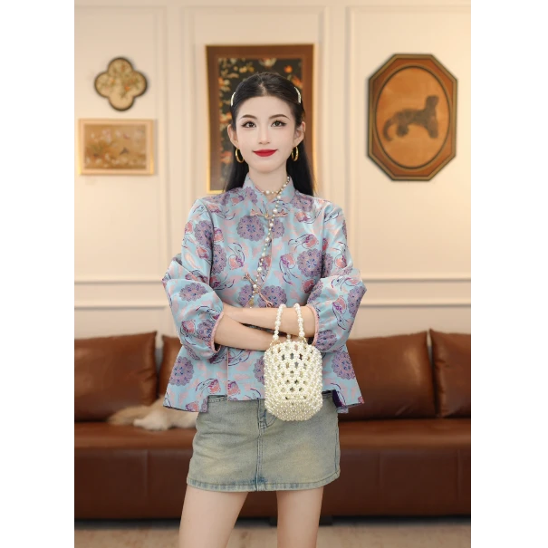 【芳华】新中式国风2025秋季新款设计感气质上衣MCGSY1899