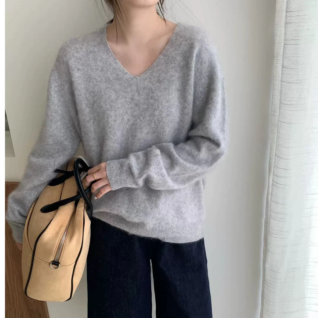 /DANDAN/ 捡漏~v领拉毛毛衣女装上衣潮~轻奢2号703