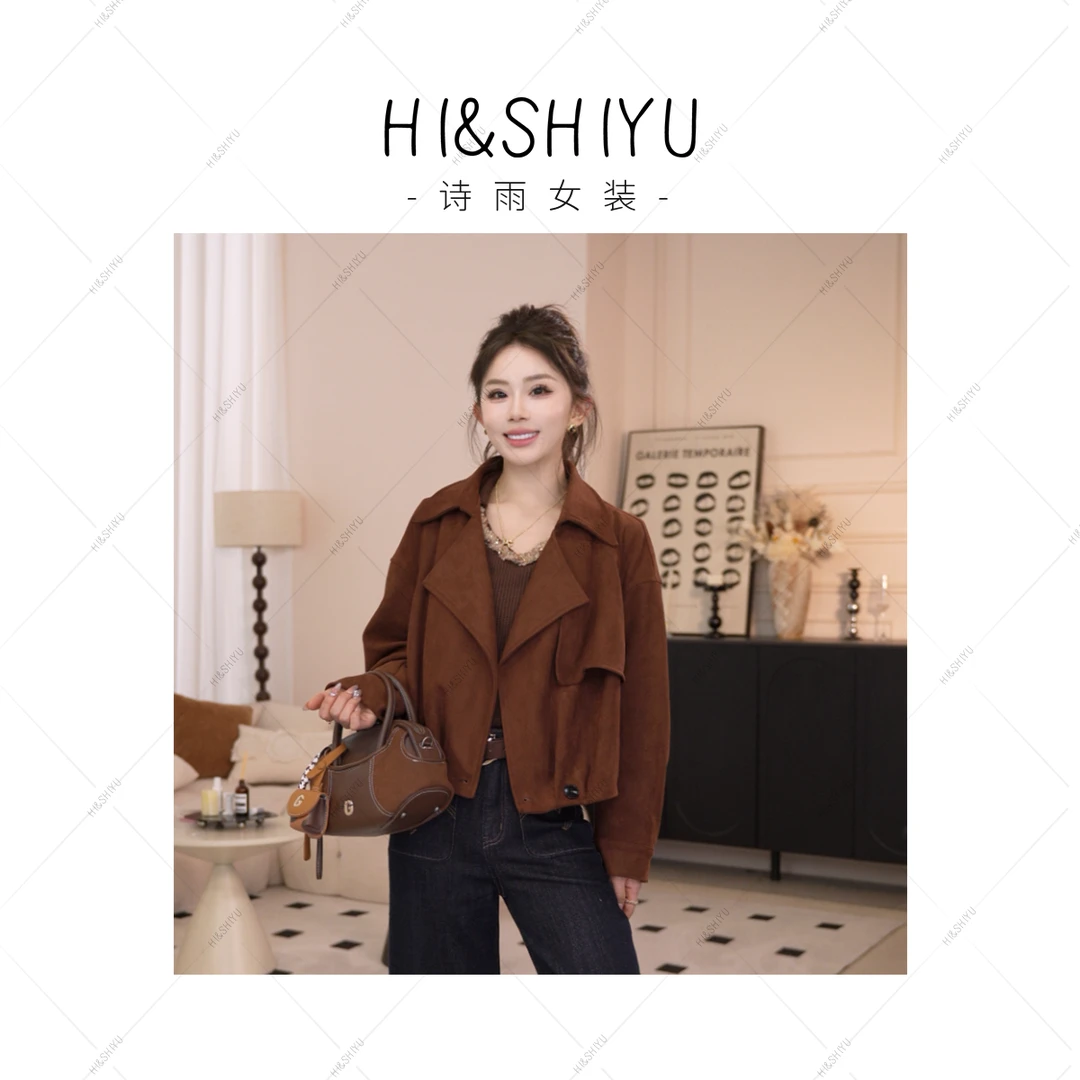 HISHIYU【西部旧片】美式复古英伦机车风休闲短款气质外套9879