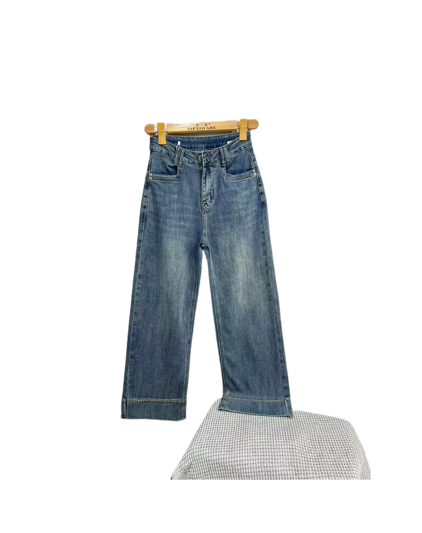 7595  双耳仔  纯色 时尚 休闲 百搭 牛仔裤