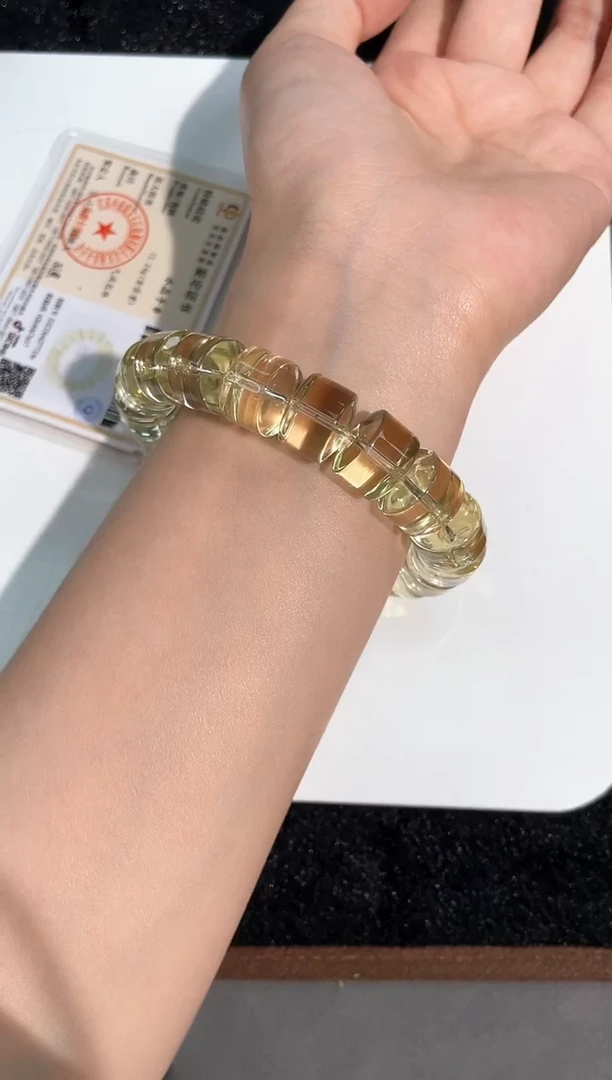 水晶手链未镶嵌65号利姆利亚黄水车轮单圈14mm