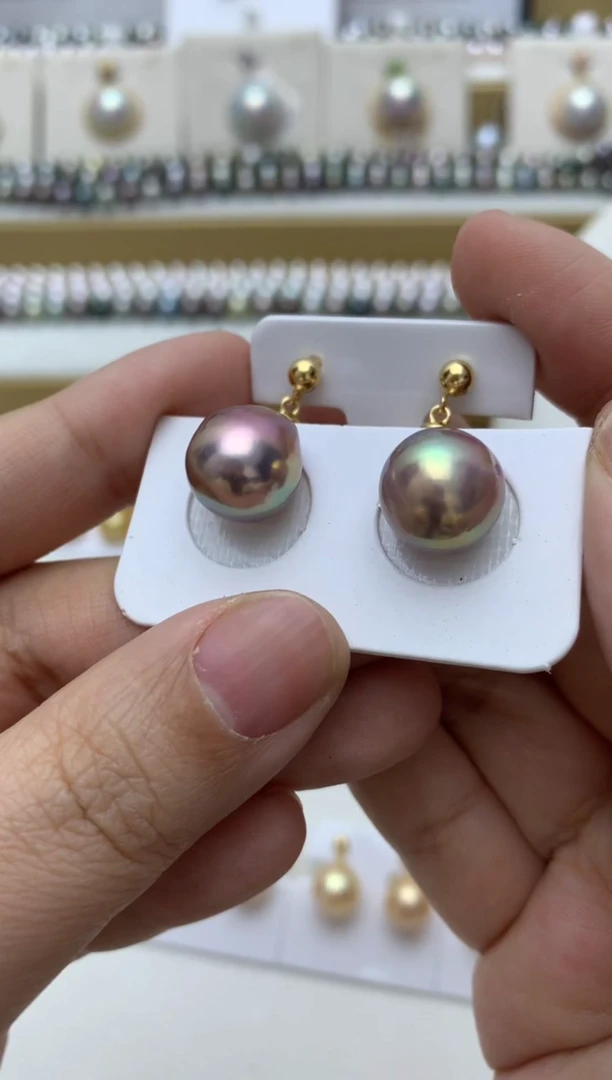 银S925镶嵌耳饰淡水珍珠w53