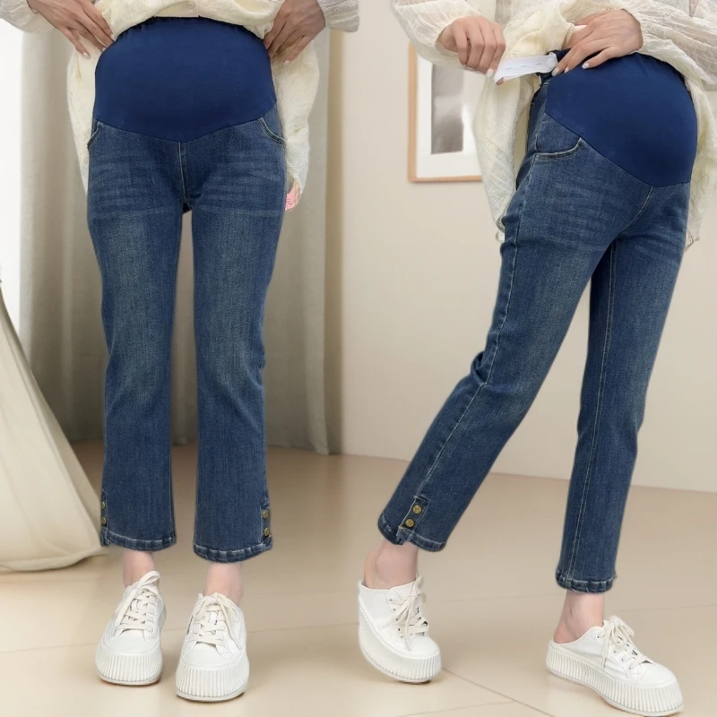 孕妇牛仔裤春秋季外穿休闲小个子直筒裤女2025新款显瘦显高烟管裤