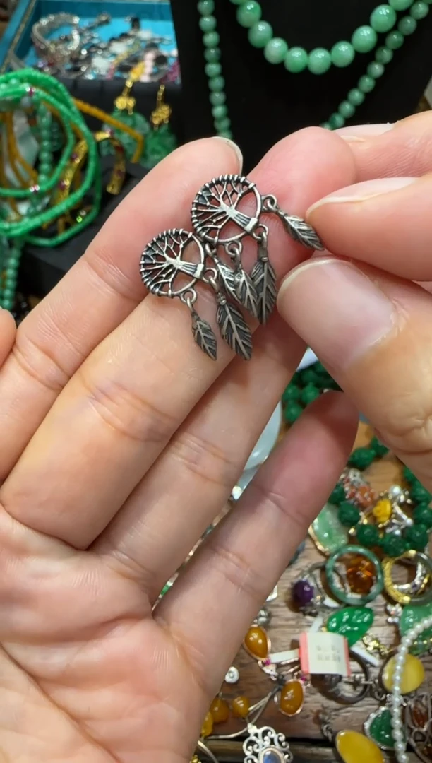 非金属合金琉璃复古耳钉