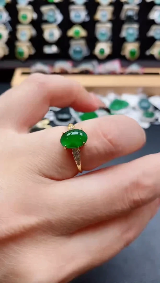 银S925镶嵌戒指翡翠1