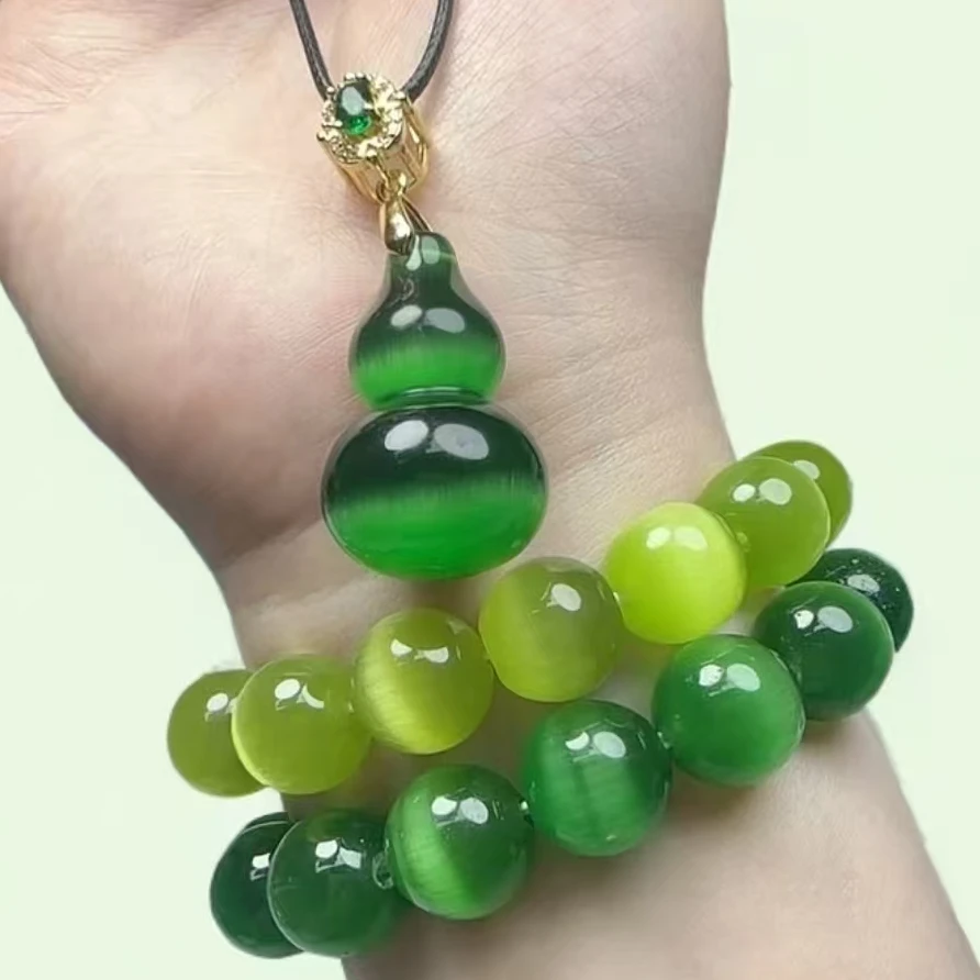 新疆彩石五彩石猫眼摆件优雅细腻精美简约精致绿色创意黄色彩色