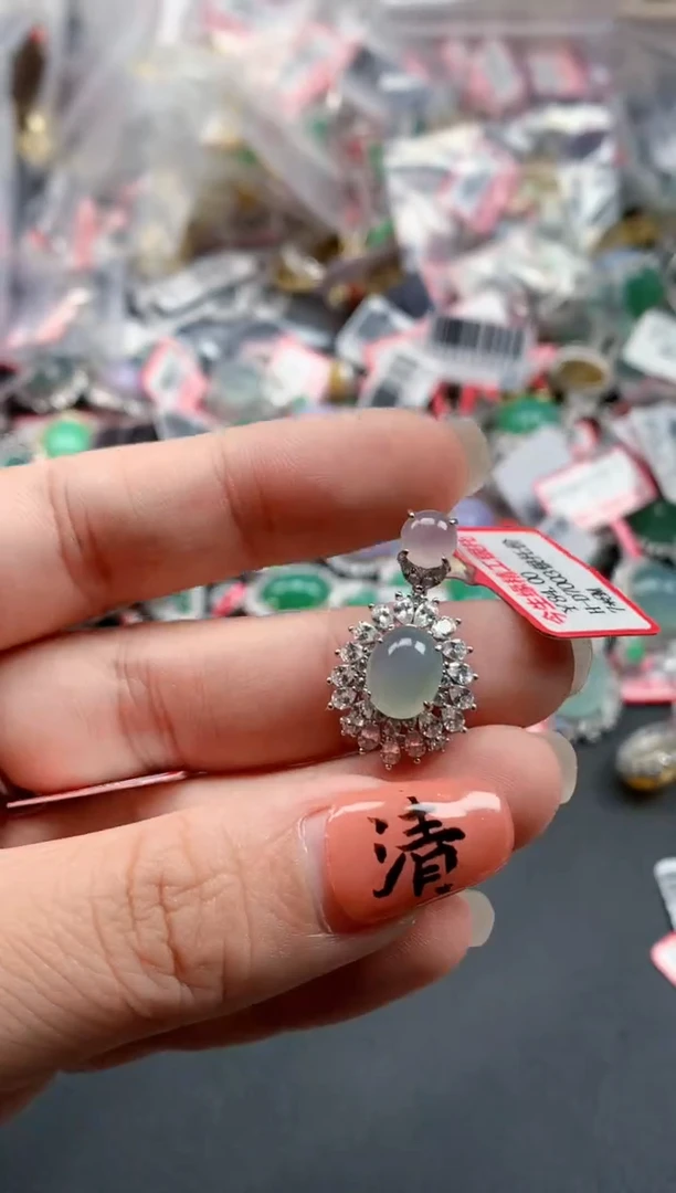 银S925镶嵌戒指翡翠天然A货缅甸翡翠