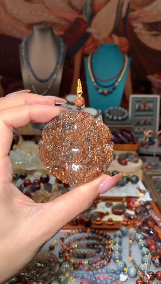 未镶嵌珠宝半成品水晶黑金超七圆牌凤九