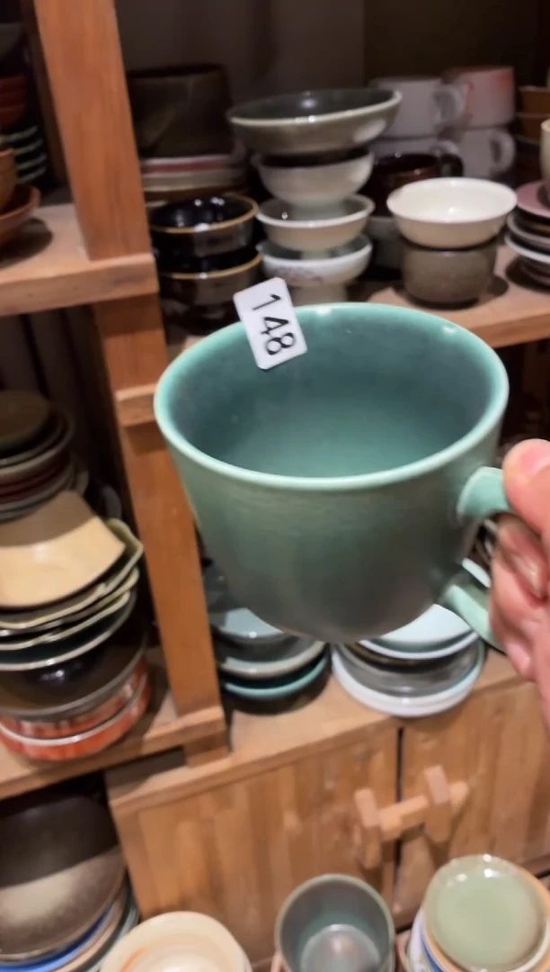 瓷片花*148微瑕绿色咖啡杯1个