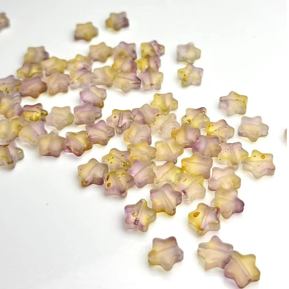 ZBG0357黄紫色磨砂琉璃小星星（天然珠宝多样性发其一）