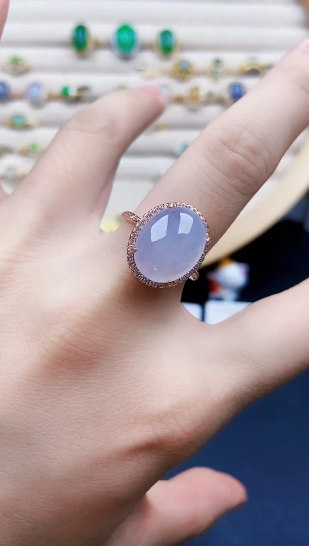 翡翠戒指银S925镶嵌24