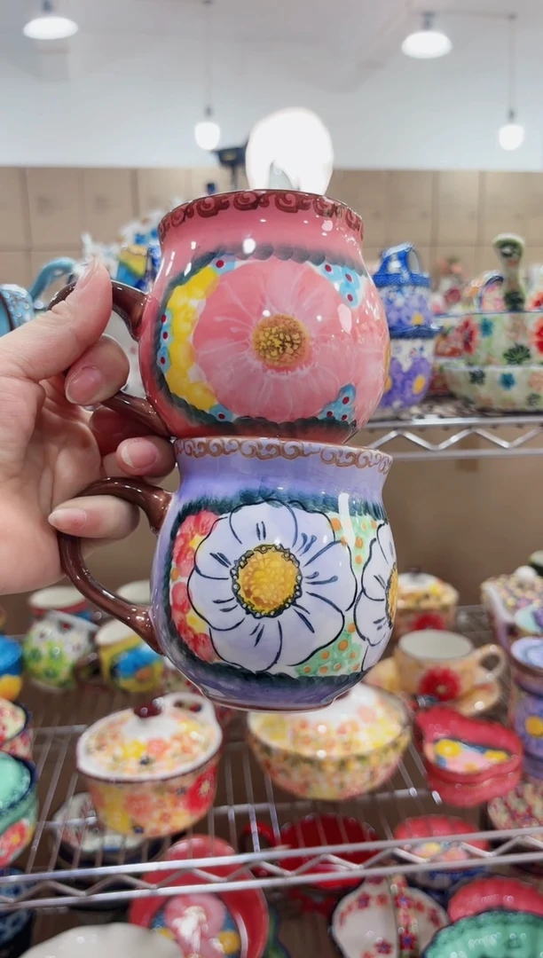 瓷嘟嘟杯樱花加紫气东来