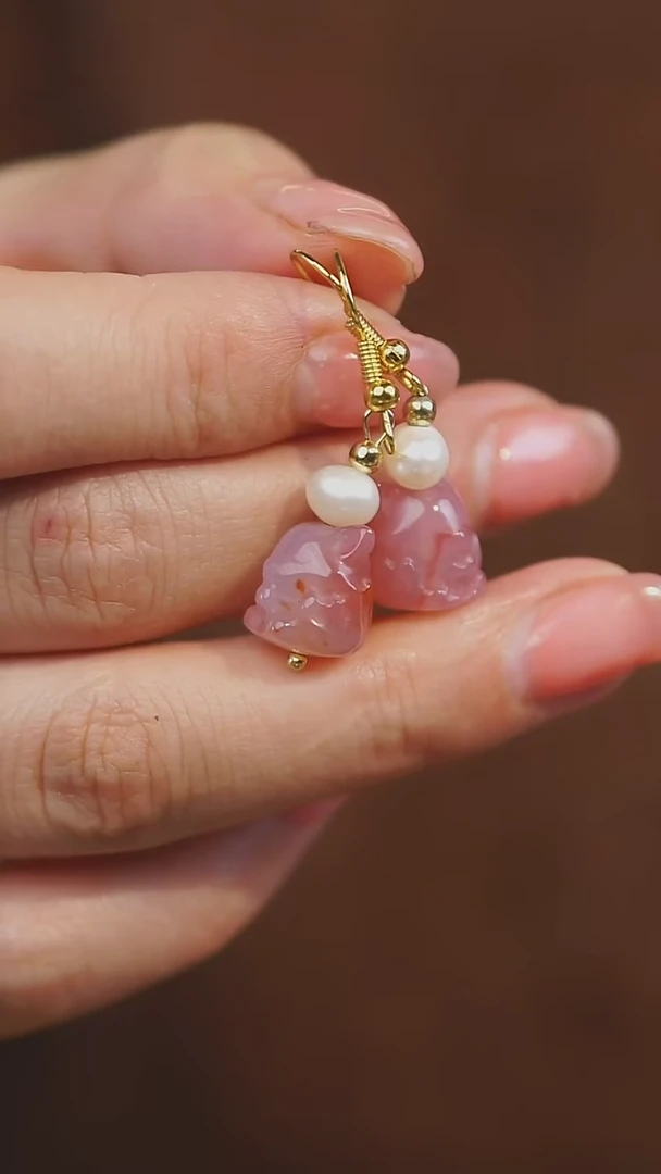 【闪购商品】玛瑙/玉髓耳环未镶嵌多样性发其一