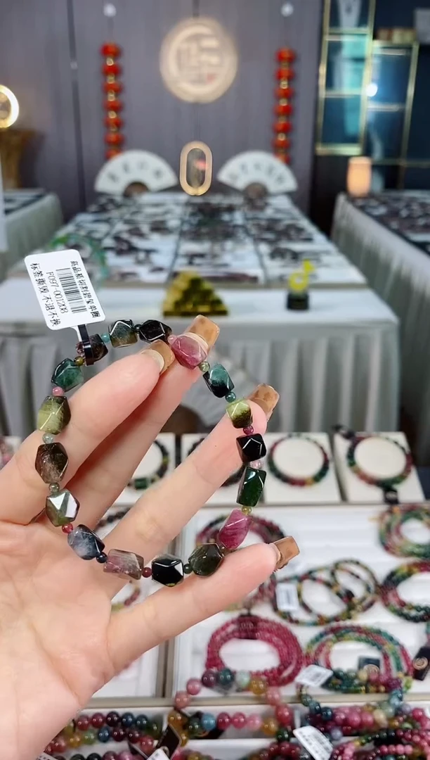 未镶嵌老矿碧玺色标透体单圈手串mm+碧玺dan多样性发货一条