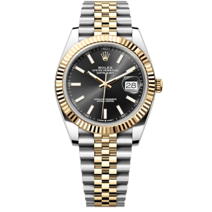 99新 Rolex/劳力士  日志23年/126333-0014/41mm黄金条刻黑盘男表