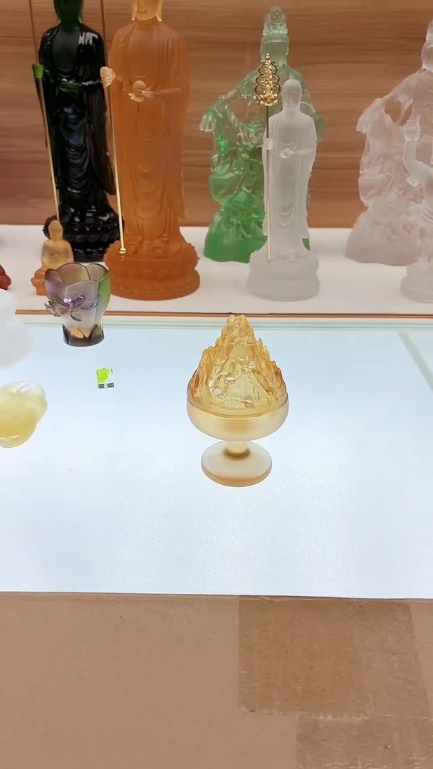 手工艺品琉璃佛山炉琥珀色10*6CM