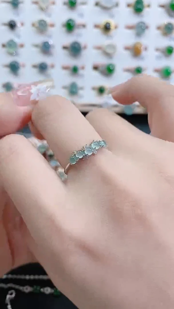 银S925镶嵌戒指翡翠天然翡翠