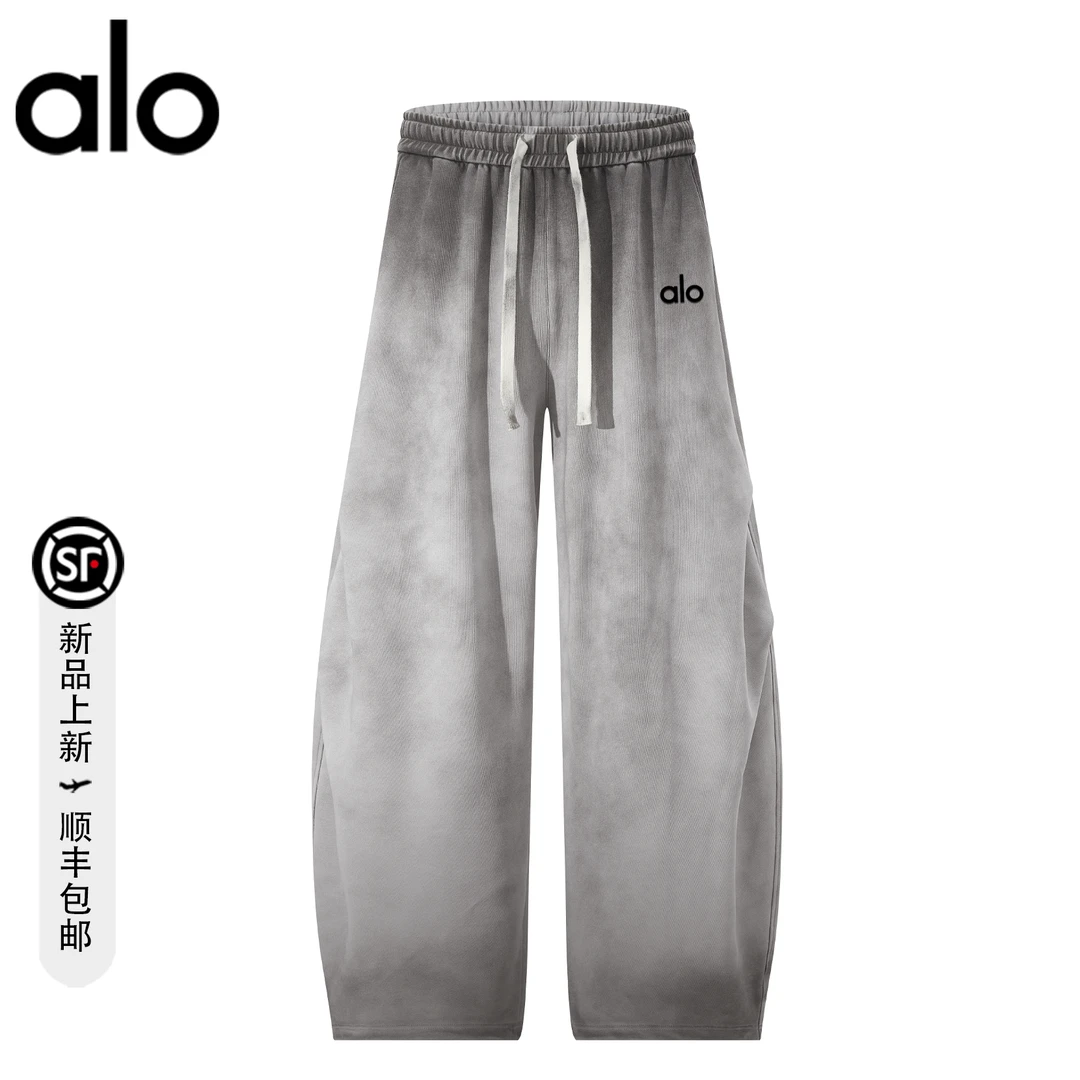 alo潮牌 美式高街弯刀裤手工渐变做旧扎染伞兵裤宽松百搭潮休闲裤