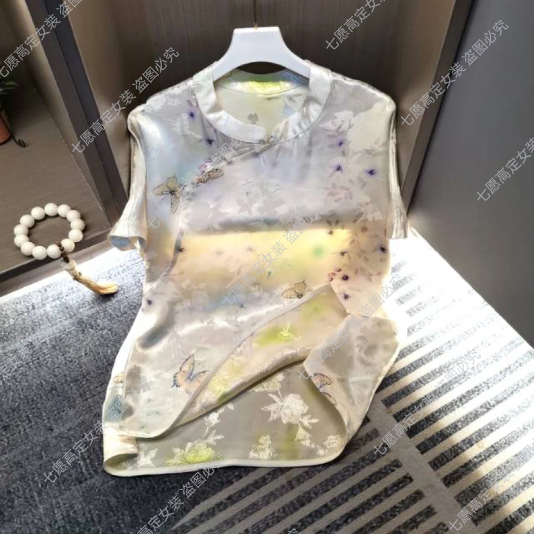 【彩蝶小衫】夏季高定轻奢气质显瘦减龄提花上衣2322