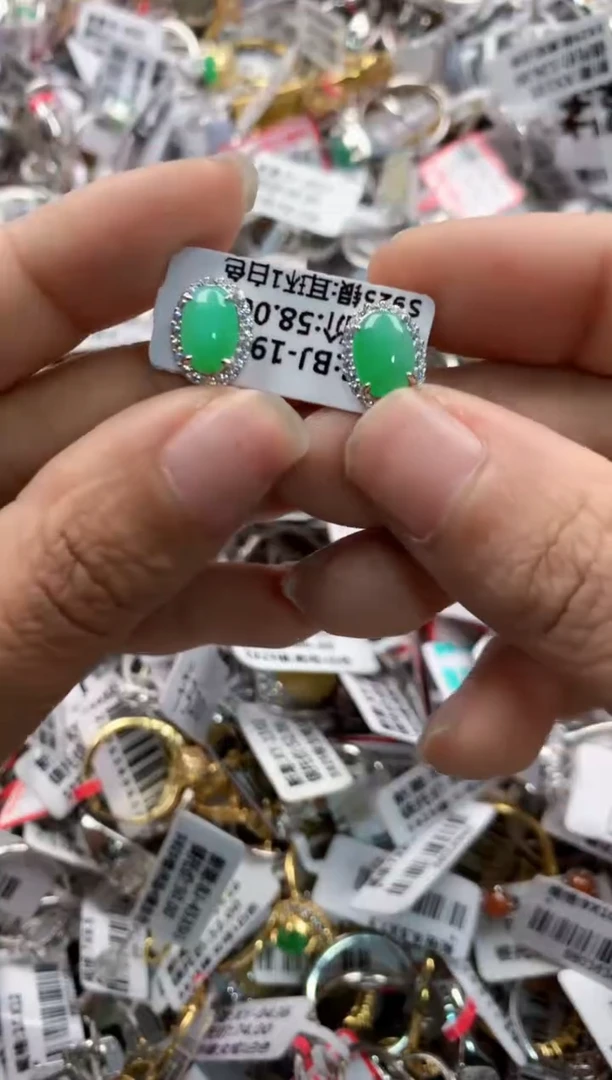 银S925镶嵌戒指翡翠999     5