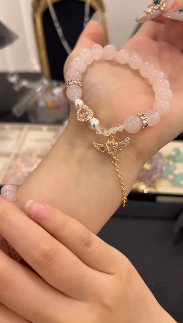 水晶手链未镶嵌粉晶设计款手串