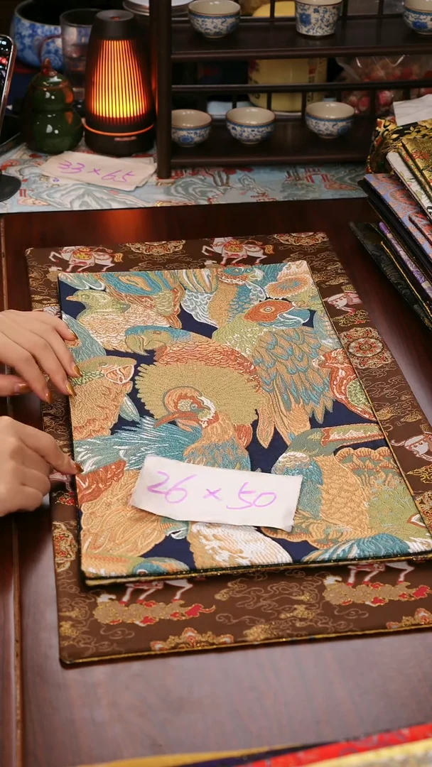 【鹦鹉咖双面】中国风干泡织锦茶席26*50