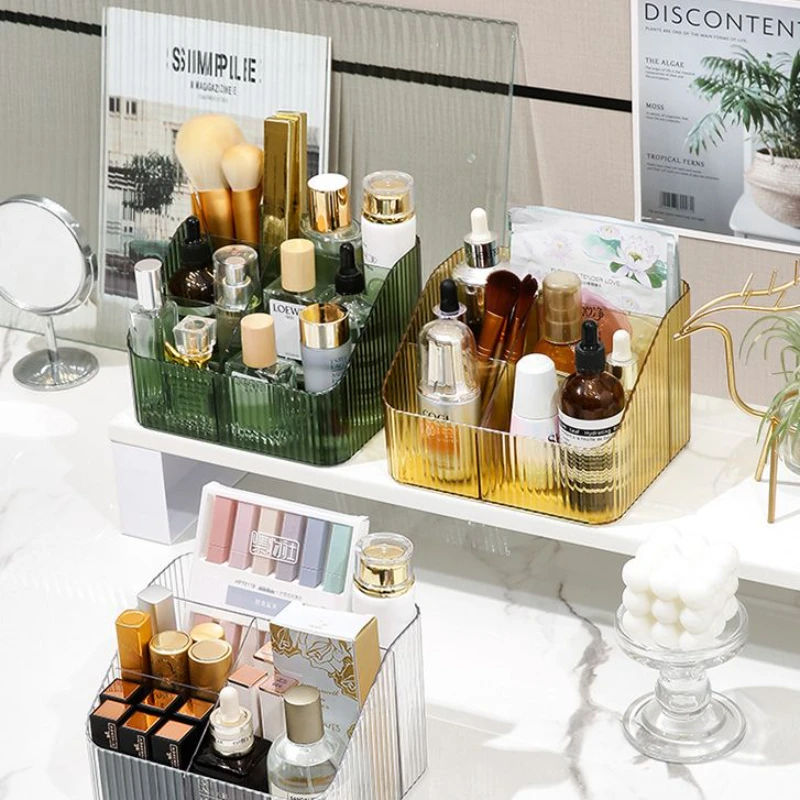 透明收纳盒化妆品整理盒桌面口红化妆刷护肤品笔筒化妆盒置物架筒