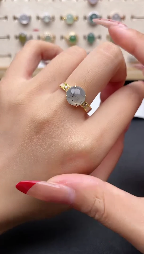 【闪购商品】翡翠戒指银S925镶嵌一物一证一礼盒