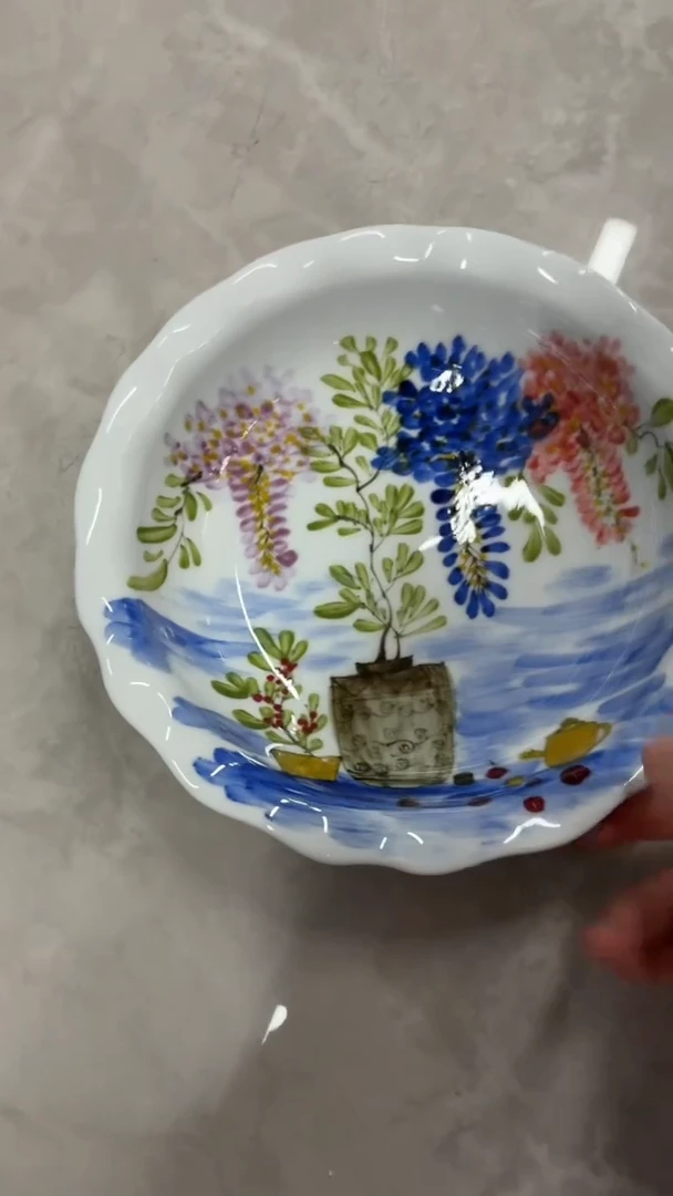 瓷片景德镇高温釉中彩-花边盘