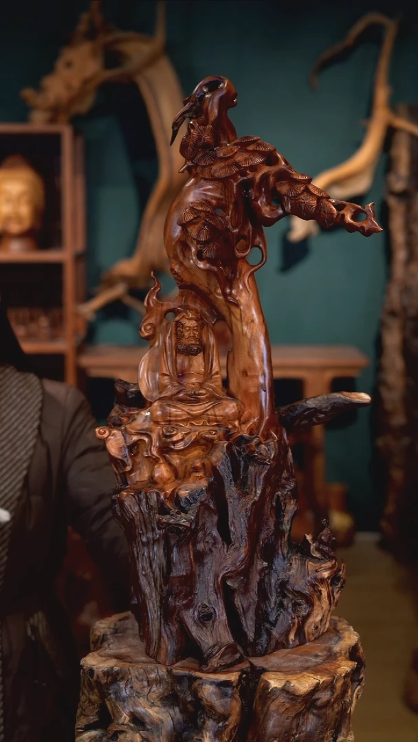 木雷击枣木达摩摆件