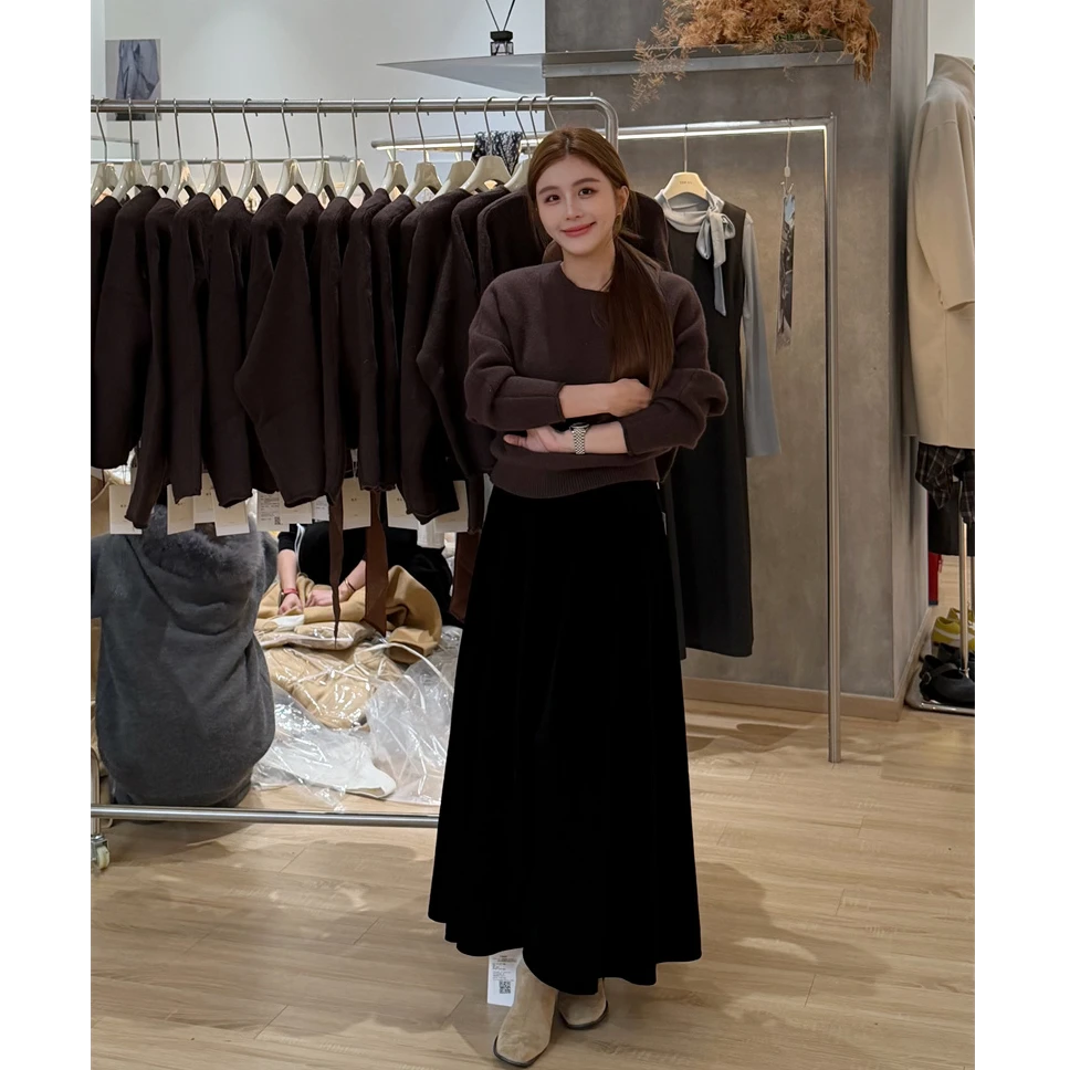 YPP!【典雅灰韵】秋冬加绒慵懒风蝴蝶结前后两穿针织衫女宽松毛衣