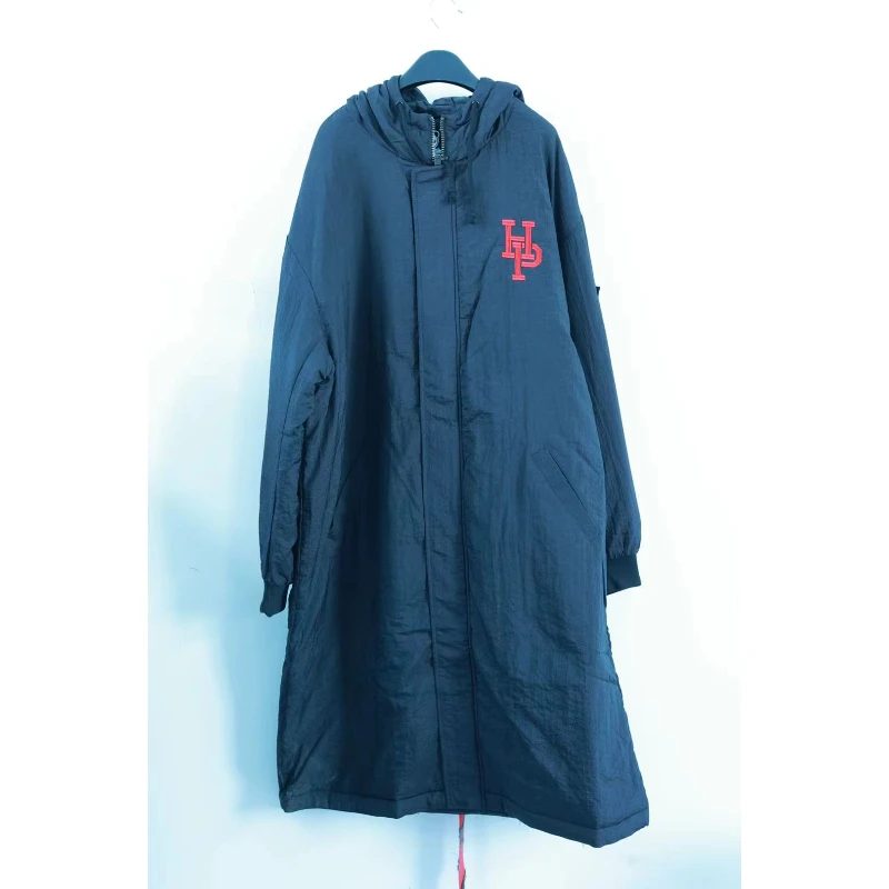 春秋潮流男长款飘带棉服