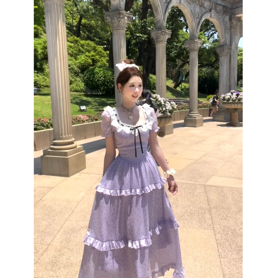 【薰衣慕斯】法式甜美温柔风波点蓬蓬甜美乖巧连衣裙