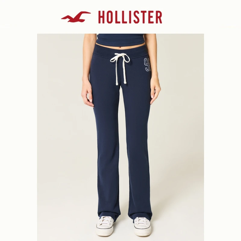 Hollister25秋冬新款Y2K辣妹抓绒修身微喇运动卫裤女装347-5106