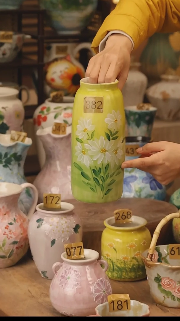 陶瓷景德镇设计师手作花器摆件侘寂风@M382@