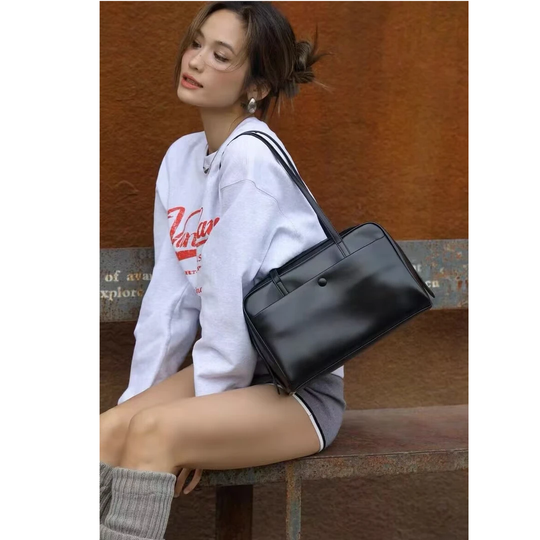 百豆真皮女包2025新款小众托特包时尚高质感牛皮手提单肩包BD7240