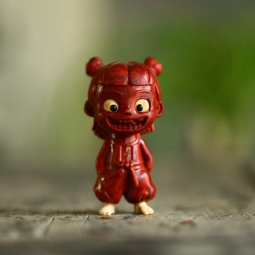 小叶紫檀嵌黄杨哪吒纯手工精雕