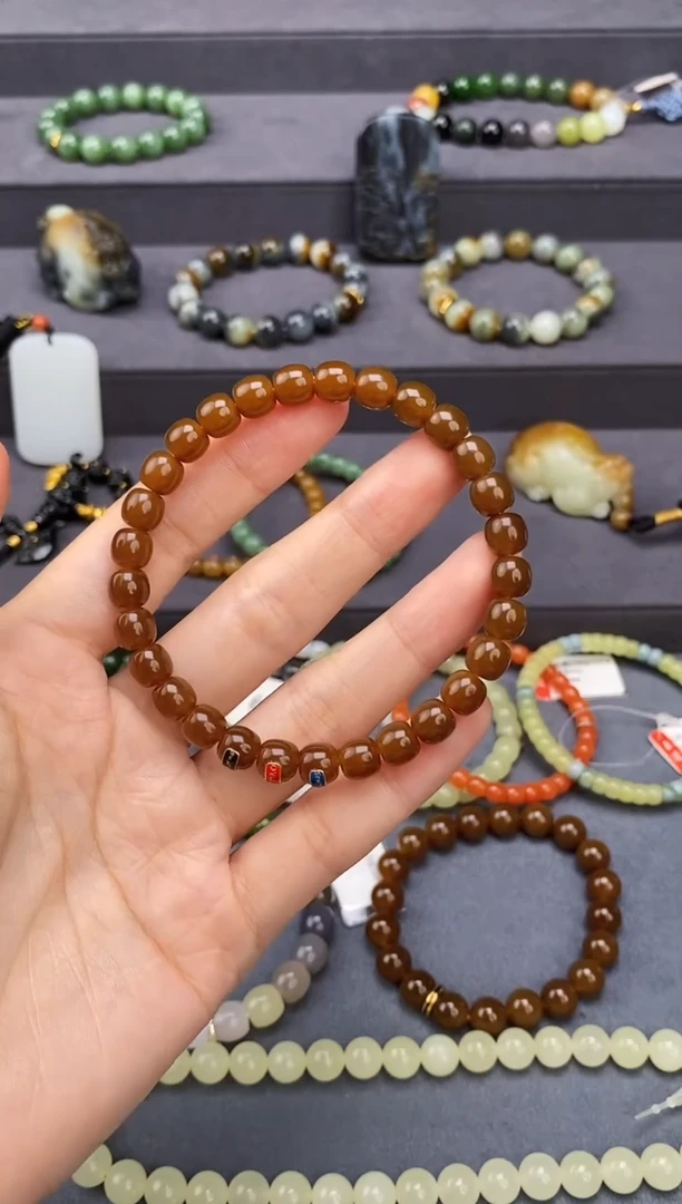 手串未镶嵌和田玉7mm糖老型手串藏物系列