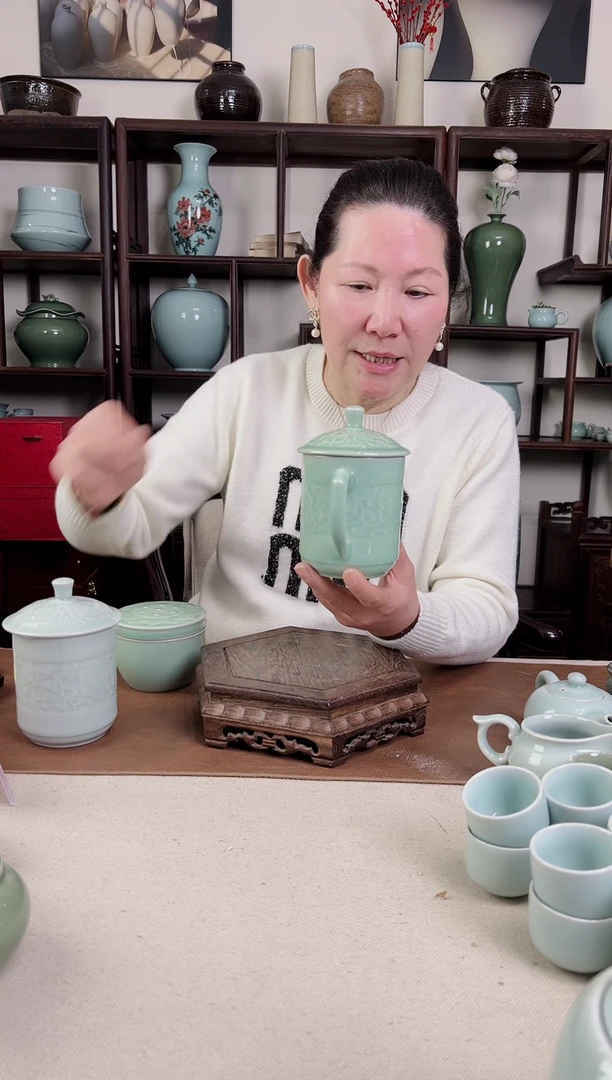 【闪购商品】杯青瓷 梅青 牡丹杯