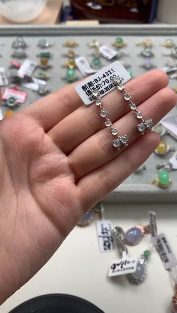 银S925镶嵌戒指翡翠耳饰19