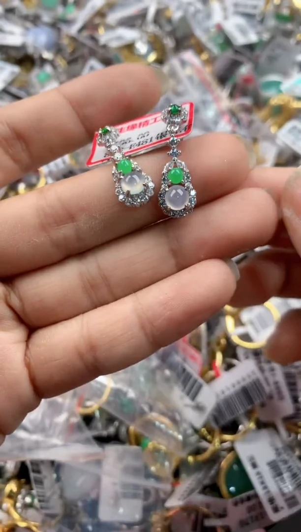 银S925镶嵌戒指翡翠1111----8