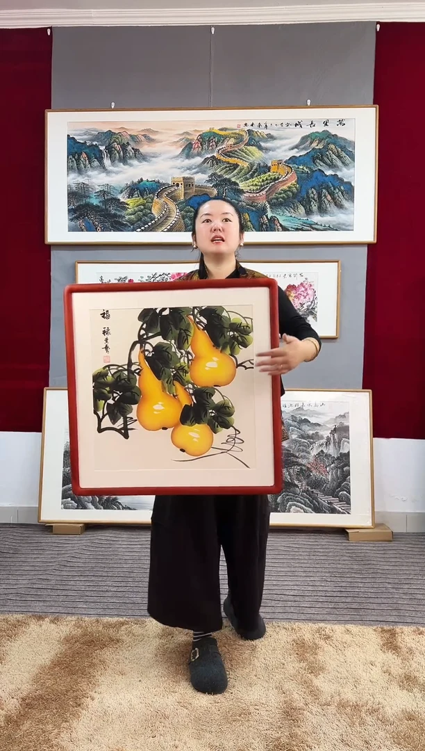 国画手绘葫芦63*63尺寸