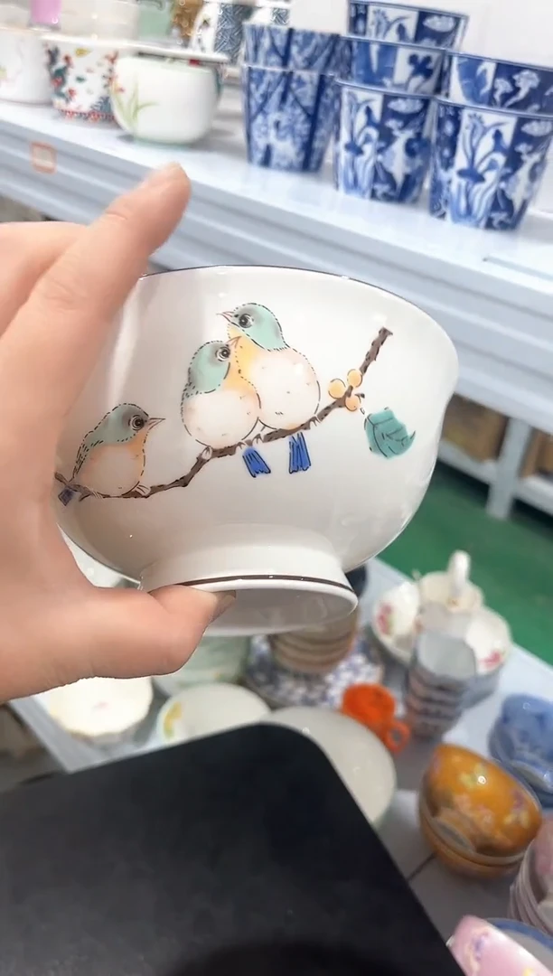 杯子骨瓷（简装）小鸟6寸碗一个