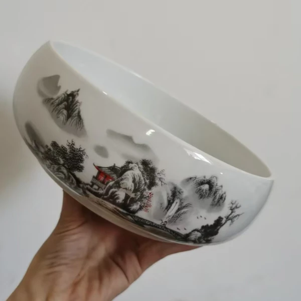 茗香瓷器 高白水墨山水 茶洗-9052