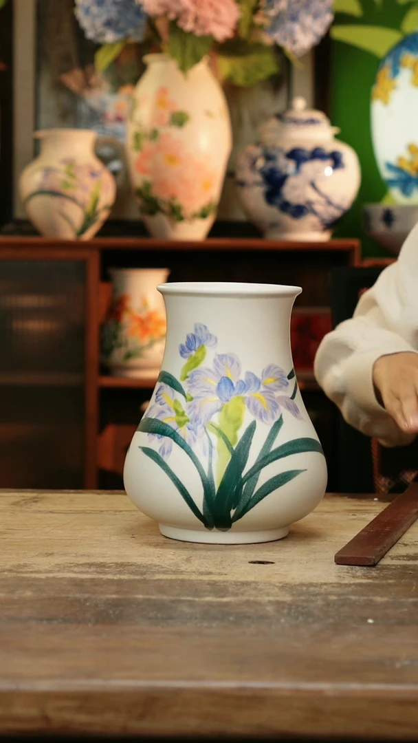 瓷片景德镇纯手工釉下彩精品花瓶