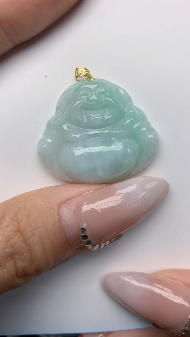 【闪购商品】翡翠颈饰18K金镶嵌天然翡翠A货，