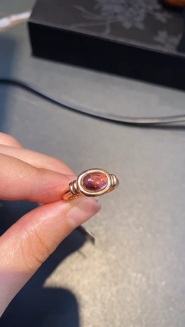 【闪购商品】碧玺戒指14K金镶嵌甜粉水润感