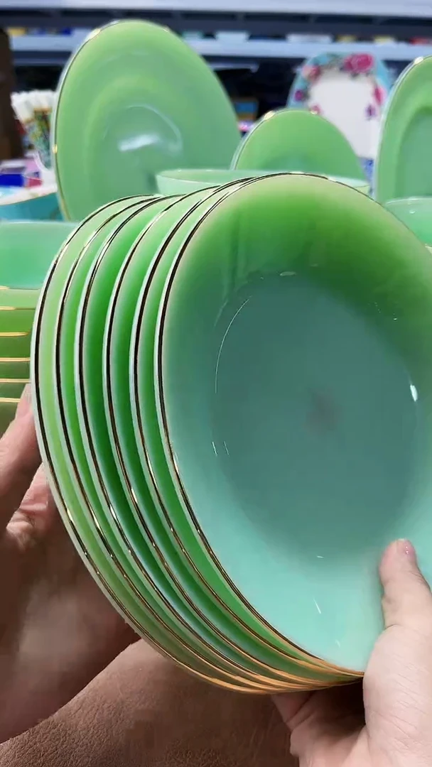 玉瓷8英寸圆深盘6个景德镇陶瓷