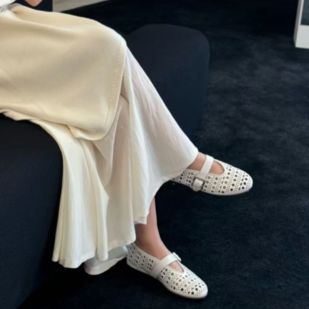 【大老板专属】跳动芭蕾2025镂空圆头玛丽珍笑单鞋春夏新款透气