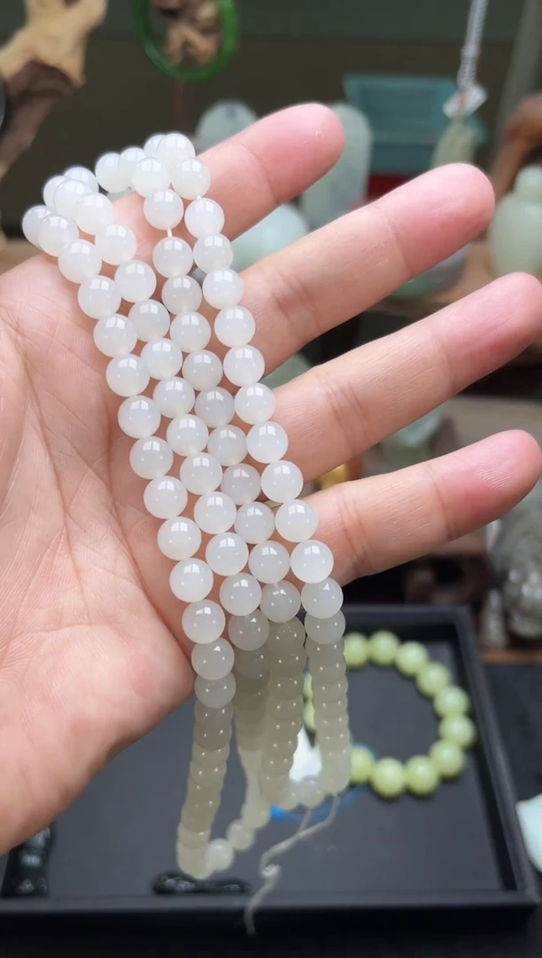 【闪购商品】和田玉未镶嵌项链卡8青海白玉 108项链 多样性发一